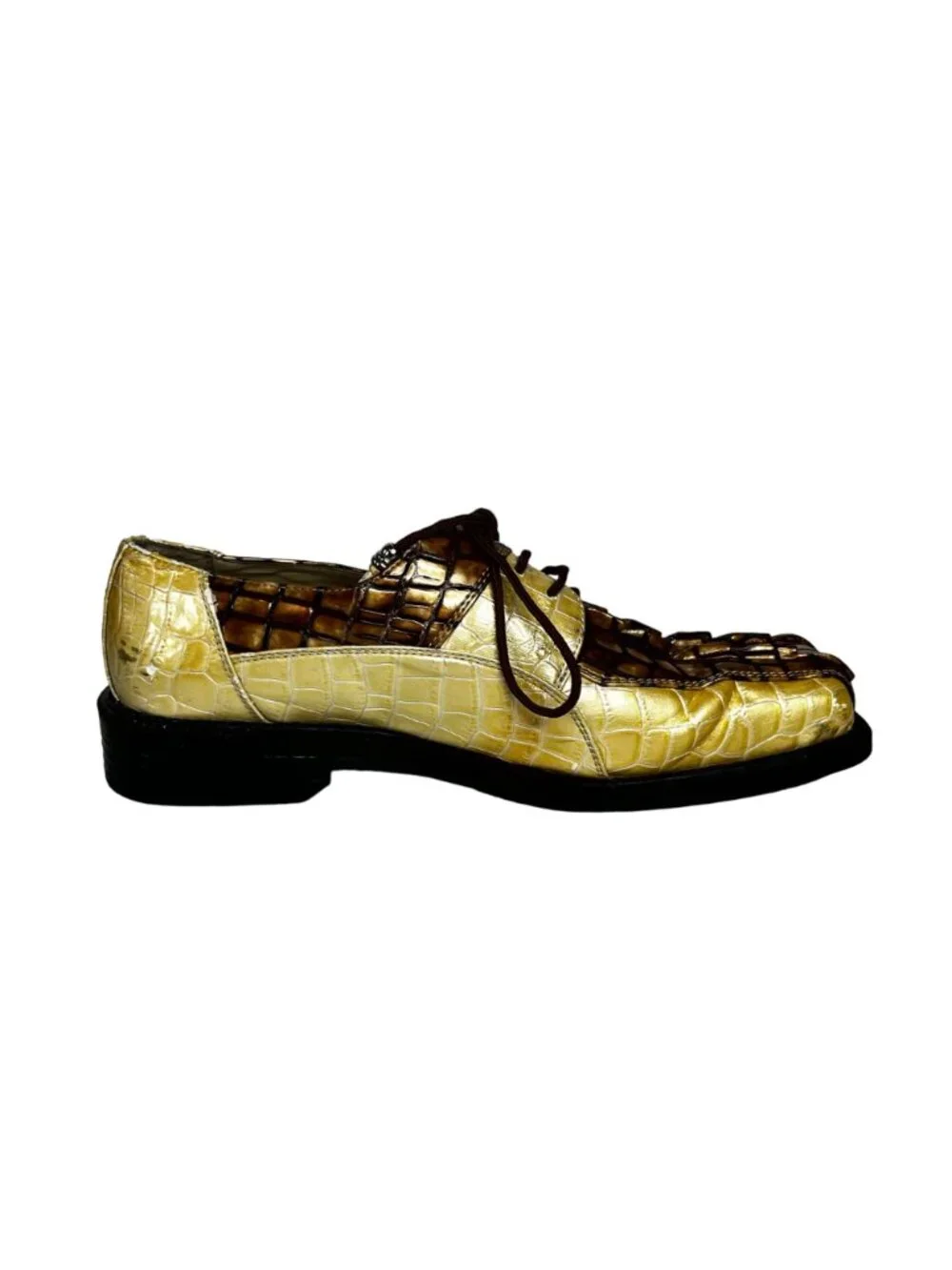 Platinum Mens Faux Leather Upper Crocodile Pattern Dress Shoes Size 8.5
